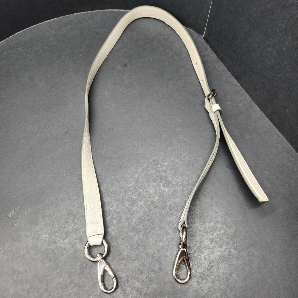 Shoulder bag strap light grey leather silver tone hardware replacement comfort